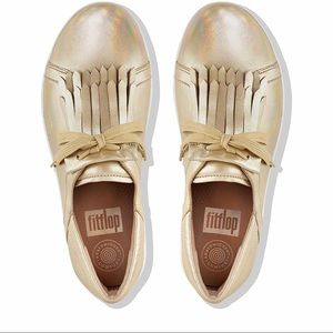 ☀️ NEW! Fitflop Fringe Leather Gold Sneakers